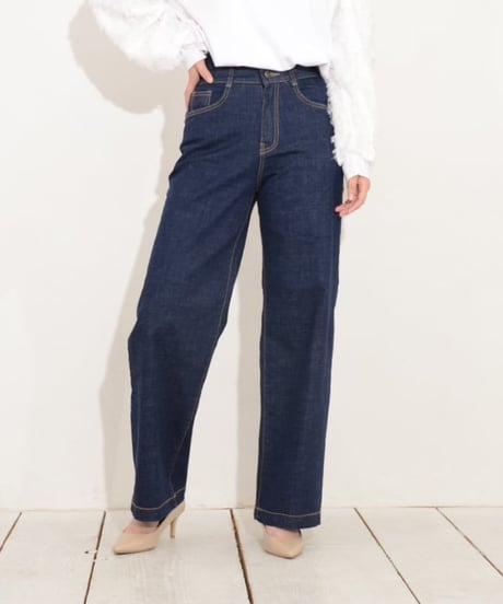 【再再入荷】Praia　プライア　ハイウエストセミワイドデニム  LERK-23111