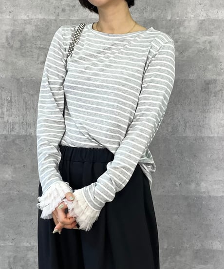 Anna Kerry　アンナケリー ボーダーフリルカフトップス 56261917