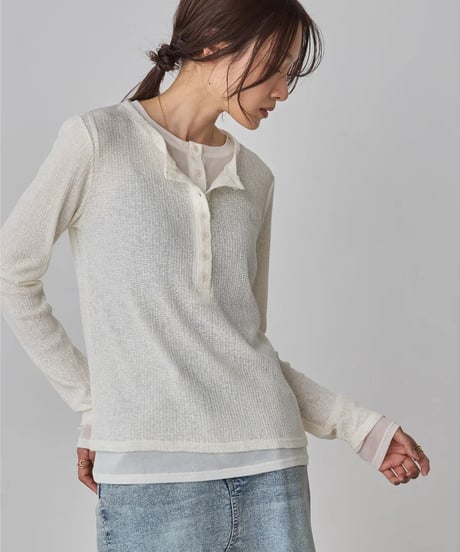 hunch ハンチ ヘンリーネック レイヤードシアートップス WAS7131 2026NEWARIIVAL