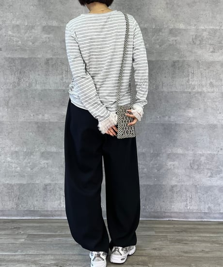 Anna Kerry　アンナケリー ボーダーフリルカフトップス 56261917
