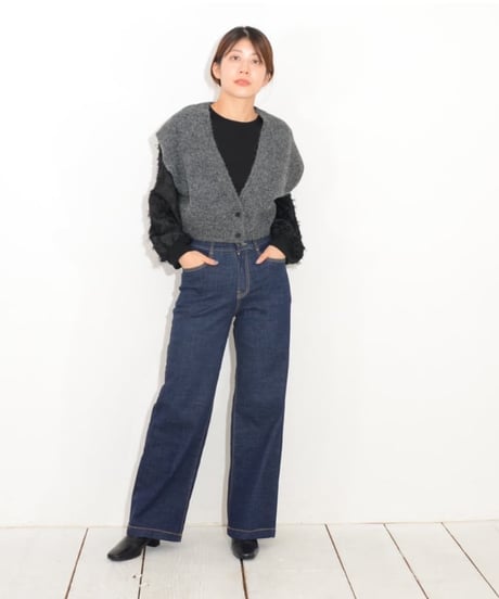 【再再入荷】Praia　プライア　ハイウエストセミワイドデニム  LERK-23111