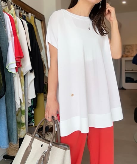 【 7/10 20:00〜！ SUMMER SALE 】Priority (プライオリティ)　ドライタッチニット　フレンチスリーブ＆ドレープ　トップス 7/10 20:00〜！ SUMMER SALE 】Priority (プライオリティ