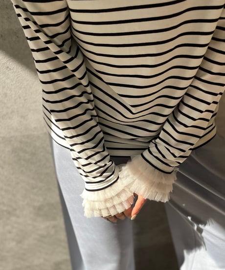 Anna Kerry　アンナケリー ボーダーフリルカフトップス 56261917