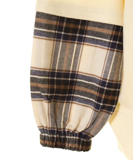 Boutique Ordinary　ブティークオーディナリー Check Sleeve Docking Hoodie PO  BO23-308T