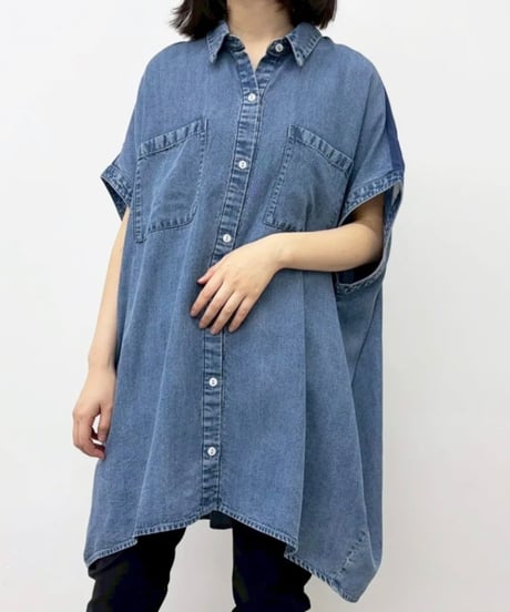 CYNICAL シニカル テンセルデニム×ジョーゼットロングシャツ 612-95131 (2026NEWARIIVAL)