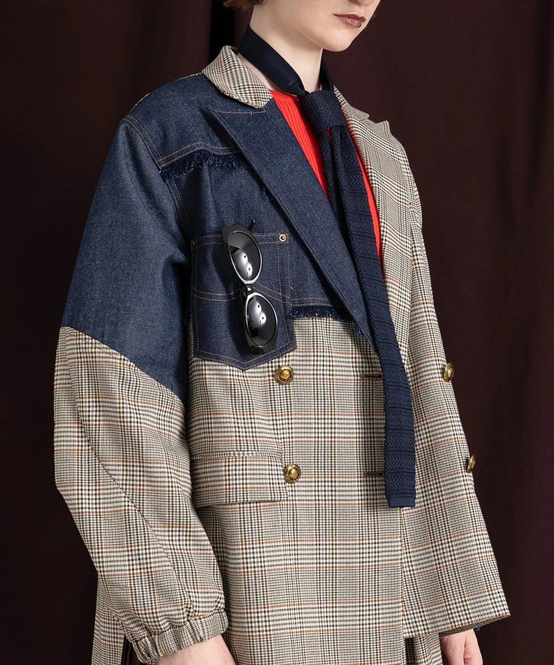 アウラアイラCHECK DENIM COMBINATION JACKET新品 CHECK DENIM COMBINATION JACKET(25AW) — aulaaila