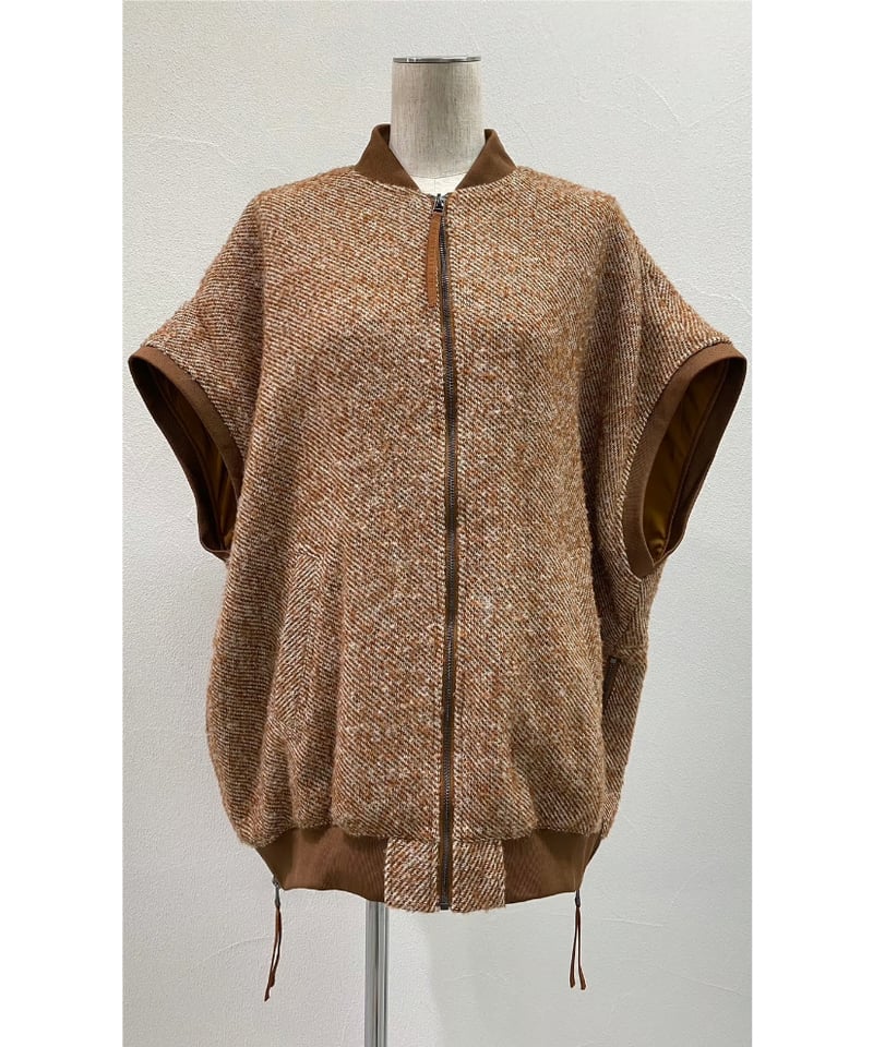 CYAN TOKYO シアントーキョー　ツイードベスト　ブラウン CYAN TOKYO（シアントーキョー） バックオーバー ツイードベスト