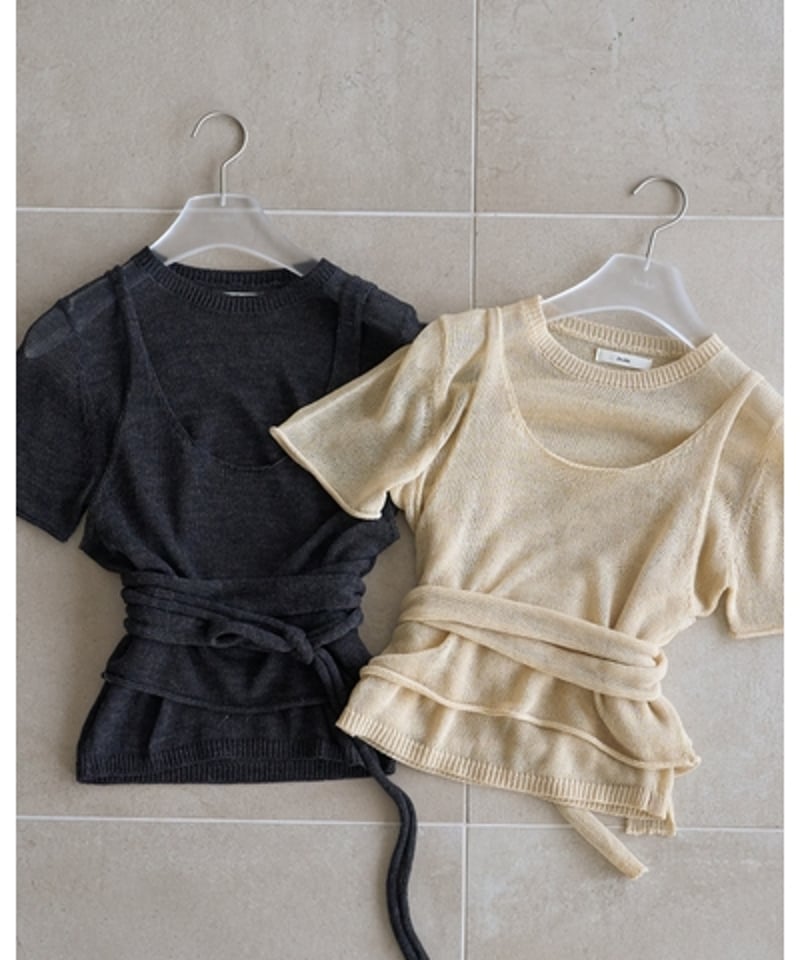 新品タグ付き anuke Wrapcami Layered Knit anuke アンヌーク Wrapcami Layered Knit 62620503 | De