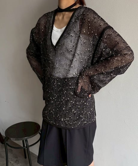 Cafune　カフネ　mesh tweed 2way pullover メッシュツィード2ウェィプルオーバー　535939