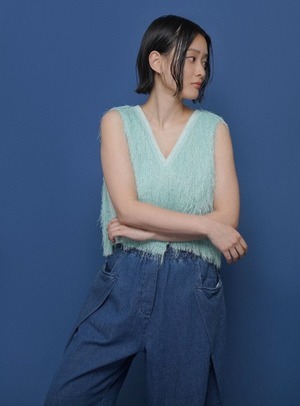 CYAN TOKYO シアントーキョー オーバータックリネンデニムワイド