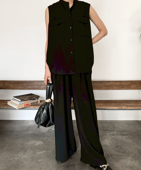 Cafune　カフネ　mat stretch georgette tuck sleeve blouse マットストレッチジョーゼットタックスリーブブラウス　535911
