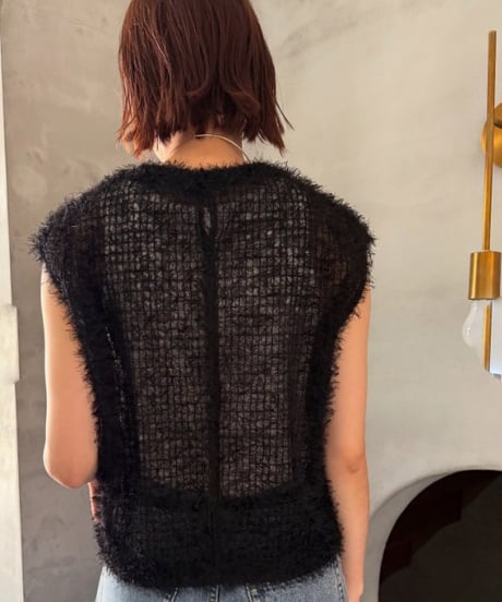 Cafune　カフネ　feather tulle french pullover フェザー×チュールのフレンチスリーブブラウス 535906