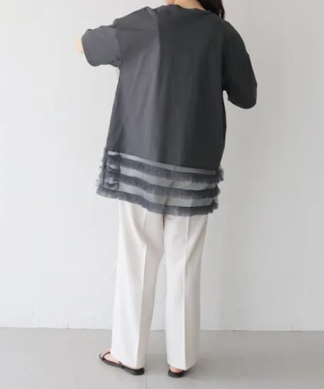 裾チュールプルオーバーTシャツ