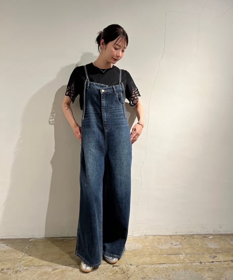Pauline Bleu  ポリーヌブロー フロントアシンメトリーデニムオーバーオール