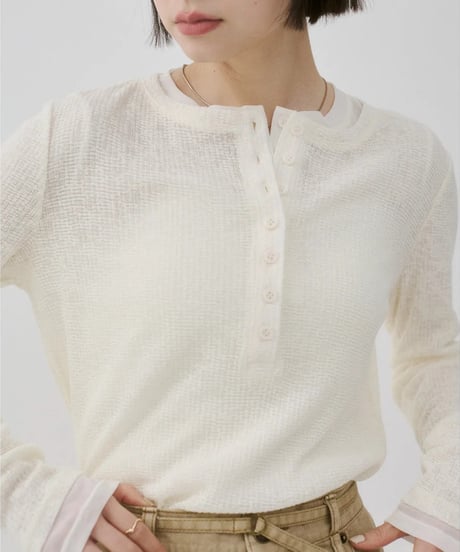 hunch ハンチ ヘンリーネック レイヤードシアートップス WAS7131 2026NEWARIIVAL