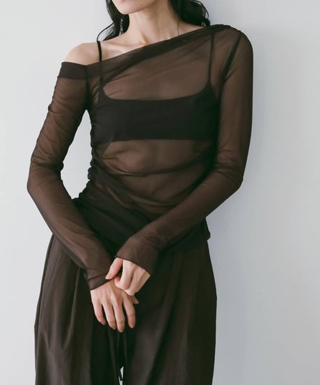 anuke アンヌーク　Sheer Offshoulder Tops　62610603