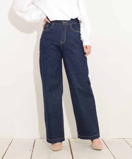 【再再入荷】Praia　プライア　ハイウエストセミワイドデニム  LERK-23111