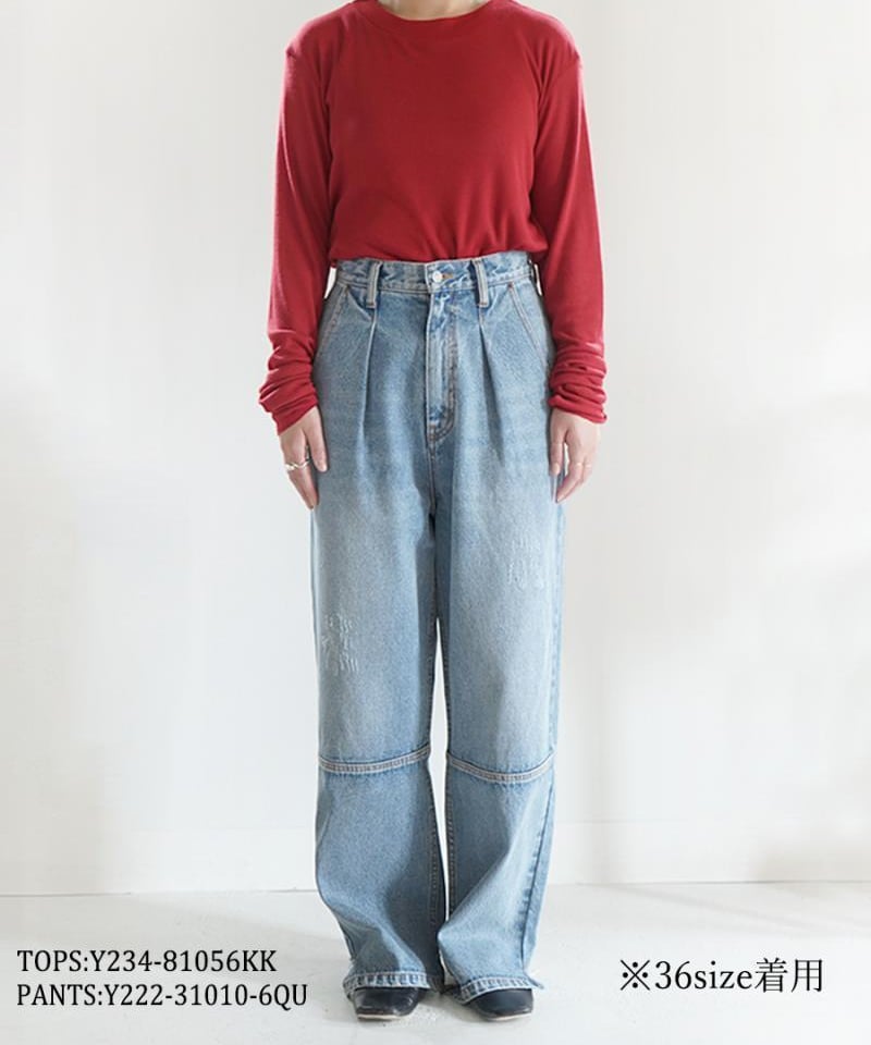 YENN デニムパンツ HIGH RISE TUCK WIDE PANTS Y222-31010-11 YENN イェン HIGH RISE TUCK WIDE PT Y222-31010再入荷 |