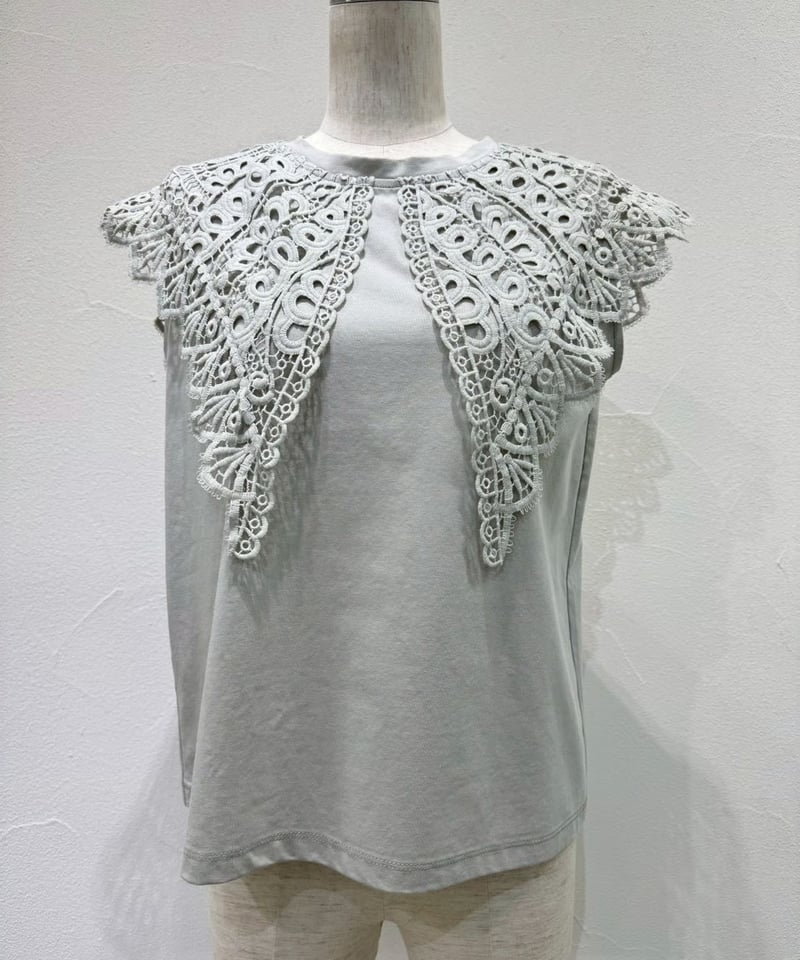 江都ニ色 CYAN TOKYO シアン トウキョウ レースカラーノースリTOPS 601478 | De