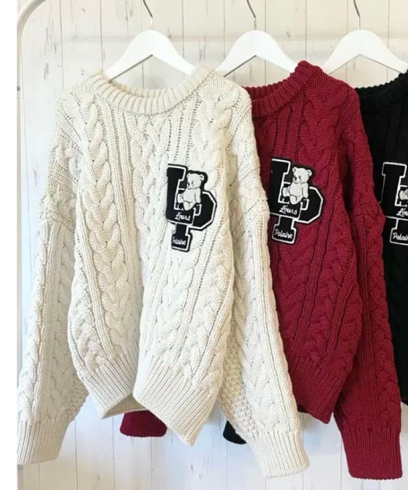 ルスポレイル&ブルー　ケーブルニットプルオーバー　mal. L'OURS POLAIRE ET BLEU ルスポレ ケーブルニットプルオーバー