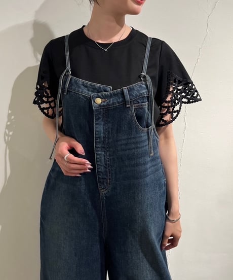 Pauline Bleu  ポリーヌブロー フロントアシンメトリーデニムオーバーオール