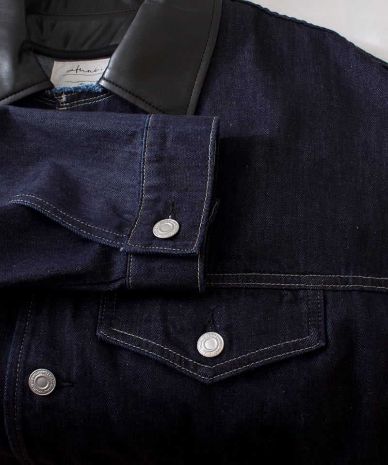 Cafune カフネ 衿合皮コットンデニム ジャケット 535419 本州