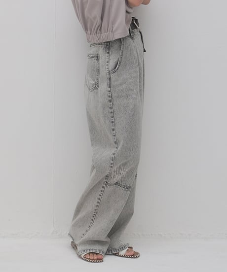 YENNイェン　HIGH RISE TUCK WIDE PT L/GRAYD　Y241-31024QU