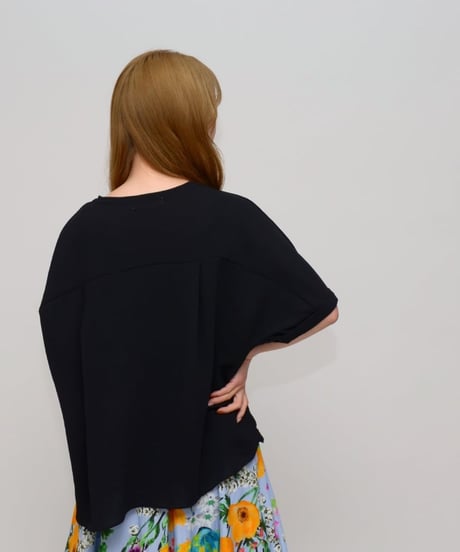 Praia　プライア 【上質な日本製】 フハク梨地・反転ロゴTシャツ  LEF-2620 ブラック