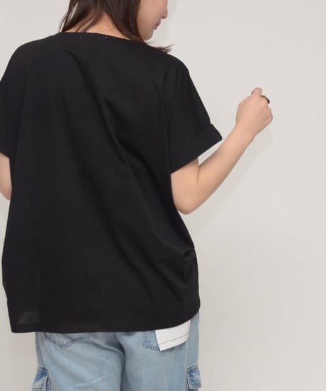 Praia　プライア 袖ロールアップロゴTシャツ　 LEO-2347C