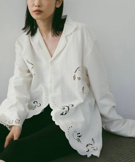anuke アンヌーク　Cutwork Opencollar Shirts　62610418