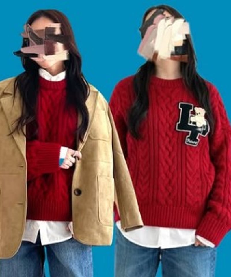 L'OURS POLAIRE ET BLEU ルスポレ ケーブルニットプルオーバー