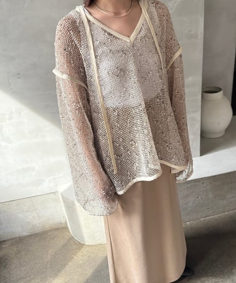 Cafune　カフネ　mesh tweed 2way pullover メッシュツィード2ウェィプルオーバー　535939