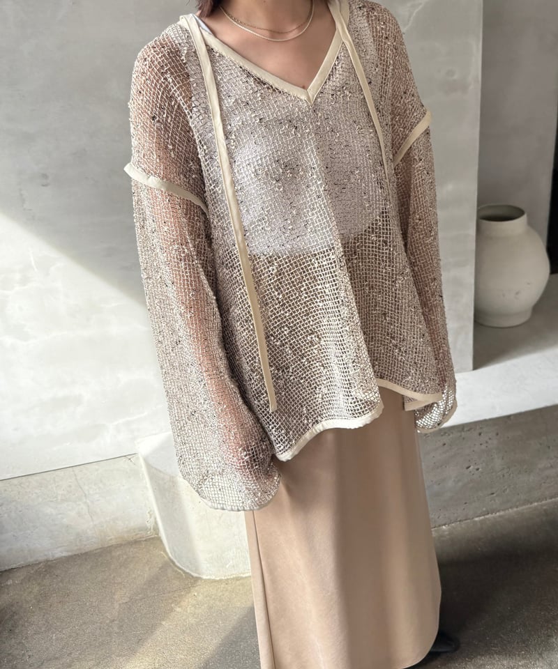 Cafune カフネ mesh tweed 2way pullover メッシュツィード2ウェ