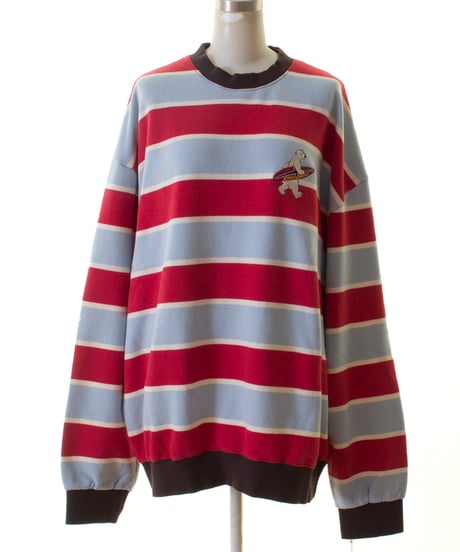 L'OURS POLAIRE et BLEU ルス・ポレイル＆ブルー サーフベアカラフルボーダー長袖スウェット