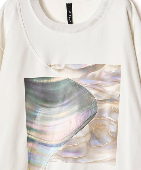 AULA AILA　アウラアイラ　SHELL PRINT T-SHIRT シェルプリントTシャツ　1251-08052