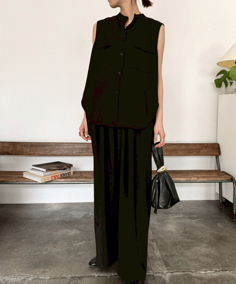 Cafune　カフネ　mat stretch georgette tuck sleeve blouse マットストレッチジョーゼットタックスリーブブラウス　535911