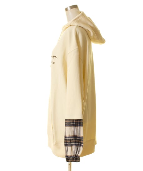 Boutique Ordinary　ブティークオーディナリー Check Sleeve Docking Hoodie PO  BO23-308T
