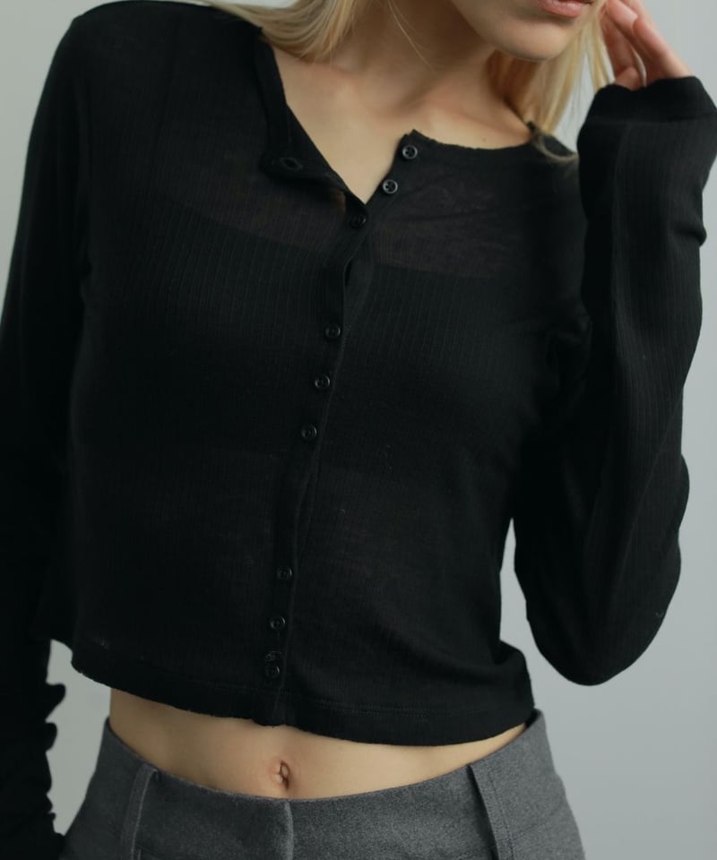 anuke アンヌーク Sheer Rib Cardigan 62520602 | Deargo