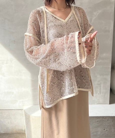 Cafune　カフネ　mesh tweed 2way pullover メッシュツィード2ウェィプルオーバー　535939