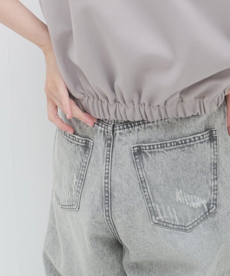 YENNイェン　HIGH RISE TUCK WIDE PT L/GRAYD　Y241-31024QU