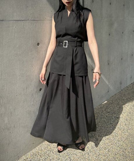 &g'aime　アンジェム　Belted docking sleeveless dress　988-62421