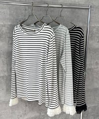 Anna Kerry　アンナケリー ボーダーフリルカフトップス 56261917
