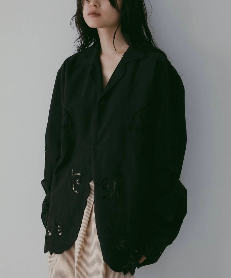 anuke アンヌーク Cutwork Lace Shirts ブラック アンヌーク カット