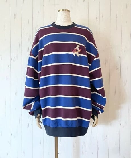 L'OURS POLAIRE et BLEU ルス・ポレイル＆ブルー サーフベアカラフルボーダー長袖スウェット