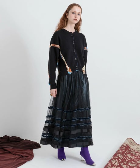 AULA AILA　アウラアイラ　ボーダーチュールスカート BORDER TULLE SKIRT 1253-07036 本州送料無料！