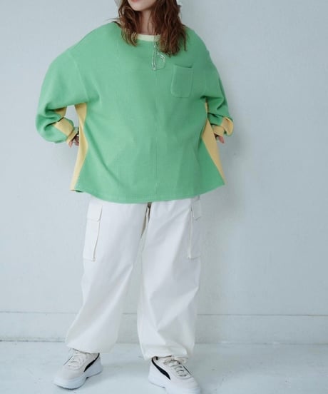 2024SPRING＆SUMEER　HC∀E　エイチシーエーイー　イーチBICOLOR WAFFLE TOP No. E24S0009