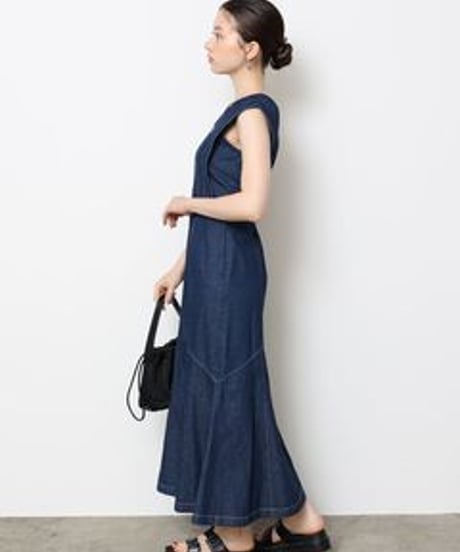 フレアスリーブデニムワンピース