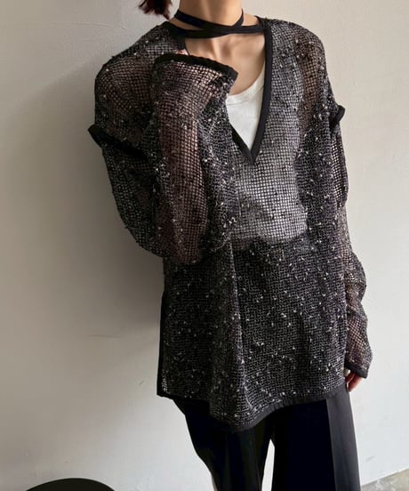 Cafune　カフネ　mesh tweed 2way pullover メッシュツィード2ウェィプルオーバー　535939