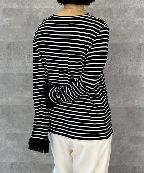 Anna Kerry　アンナケリー ボーダーフリルカフトップス 56261917