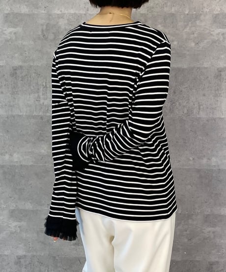 Anna Kerry　アンナケリー ボーダーフリルカフトップス 56261917